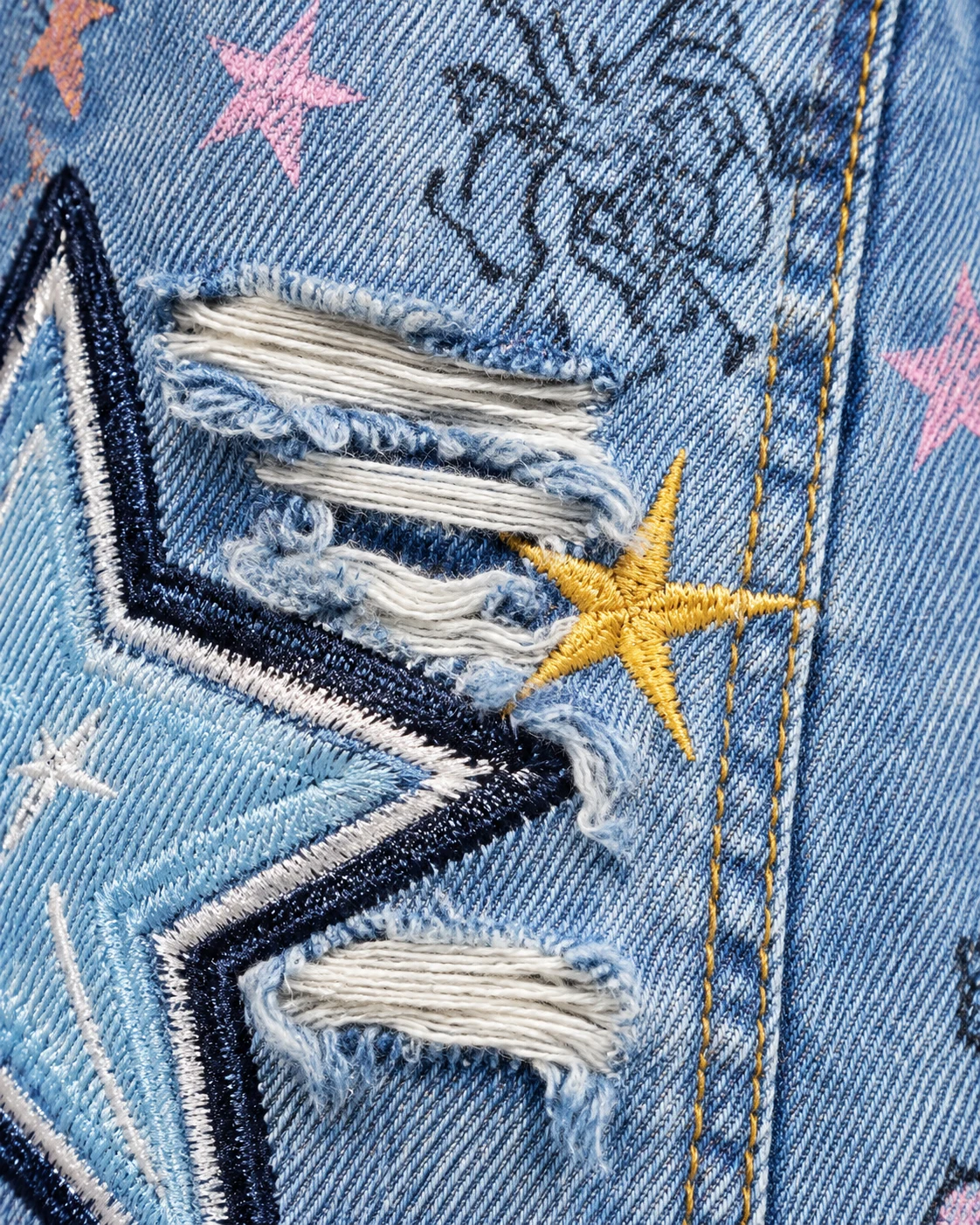 Light Blue Graffiti Denim Shorts — AI design reference 5