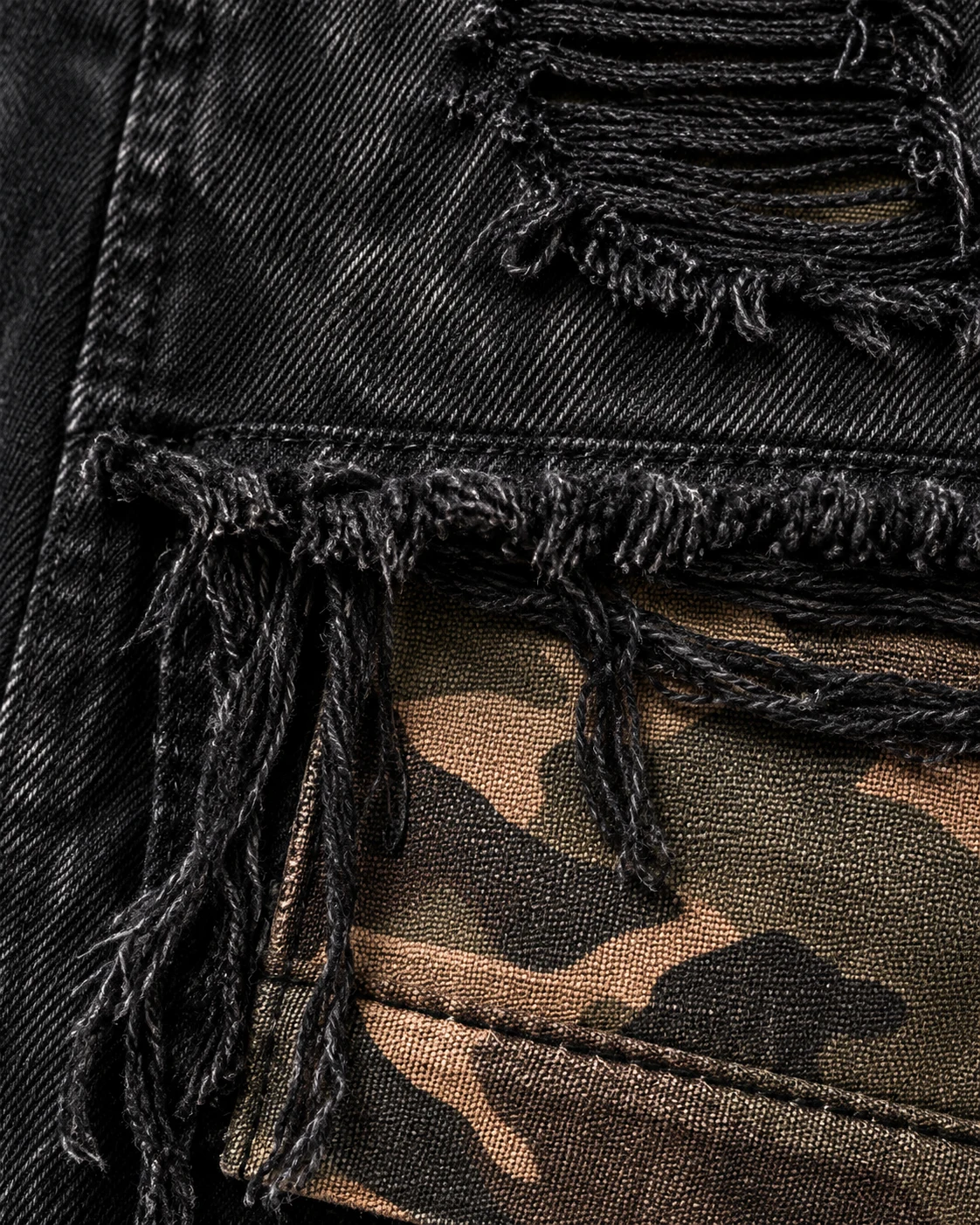 Black Camo Layer Distressed Shorts — AI design reference 5