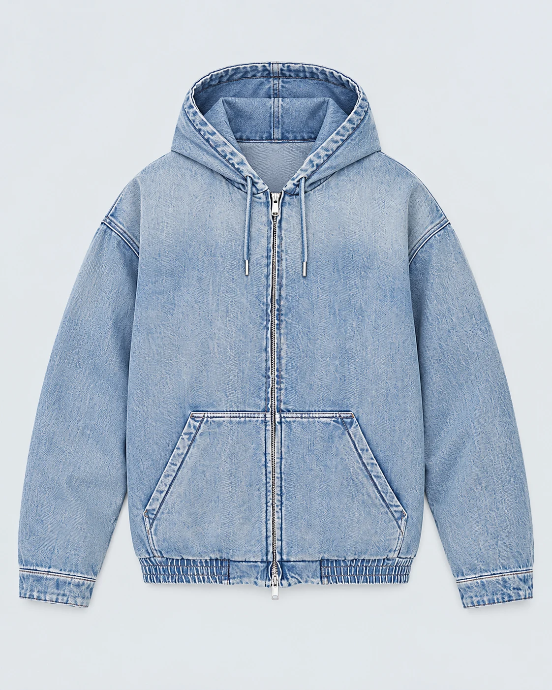 Light Blue Zip Denim Hoodie — AI design reference 1
