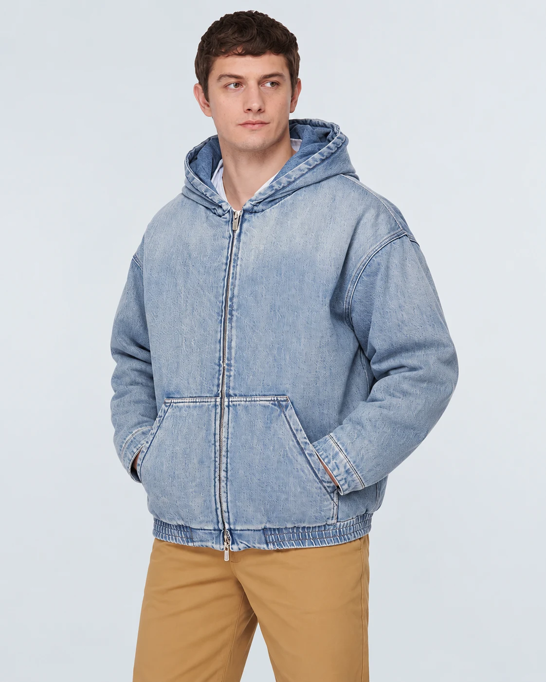 Light Blue Zip Denim Hoodie — AI design reference 3