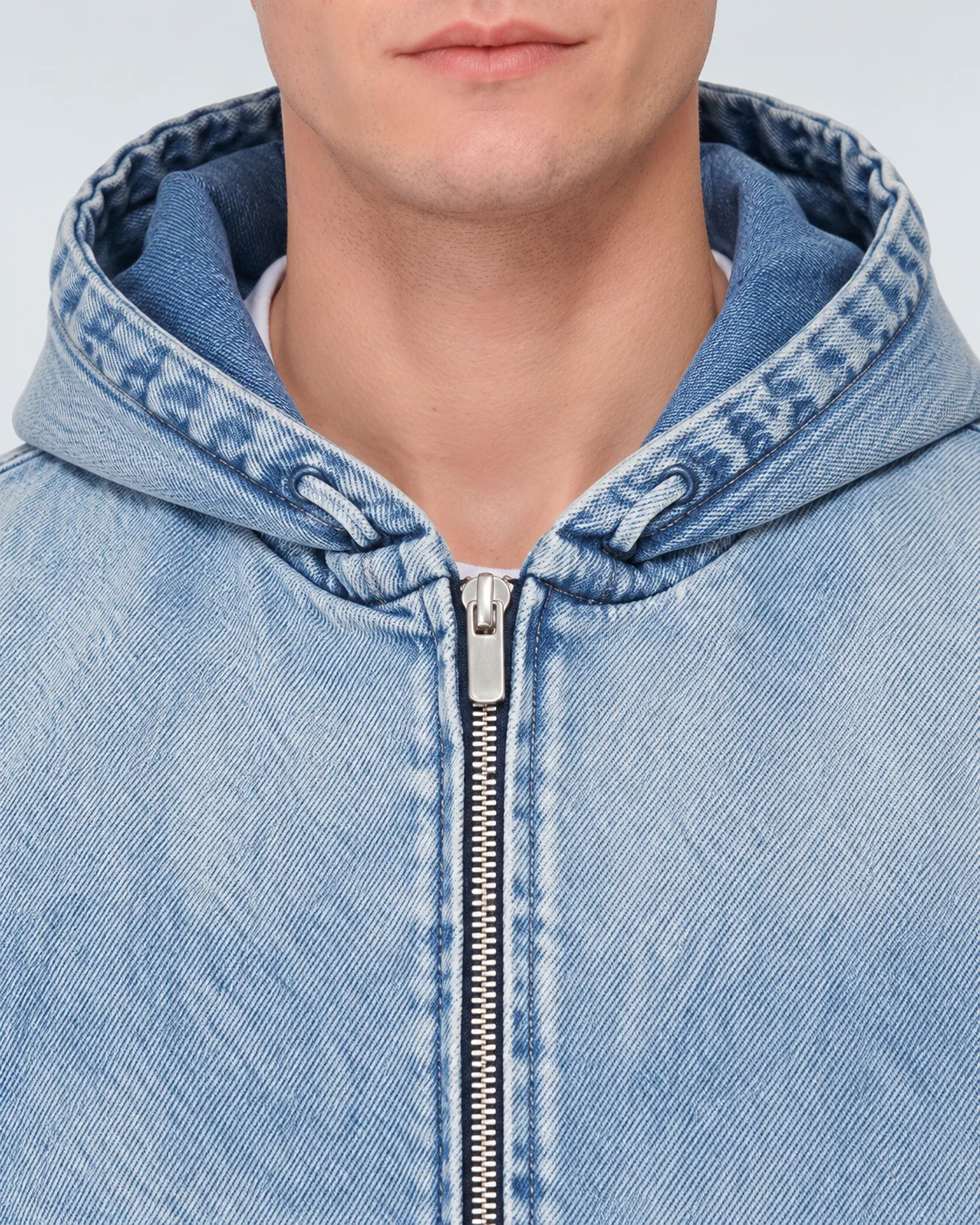 Light Blue Zip Denim Hoodie — AI design reference 4