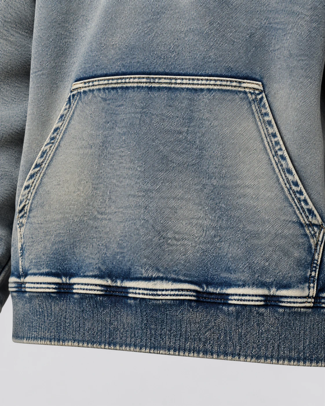 Grey Blue Drawcord Denim Hoodie — AI design reference 5