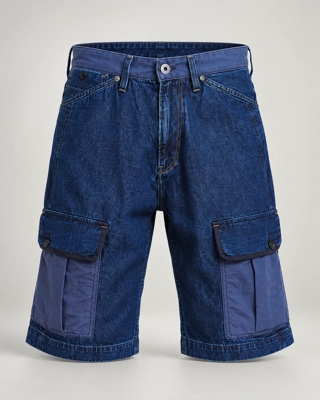 Blue Mixed Fabric Cargo Shorts — AI design reference 1