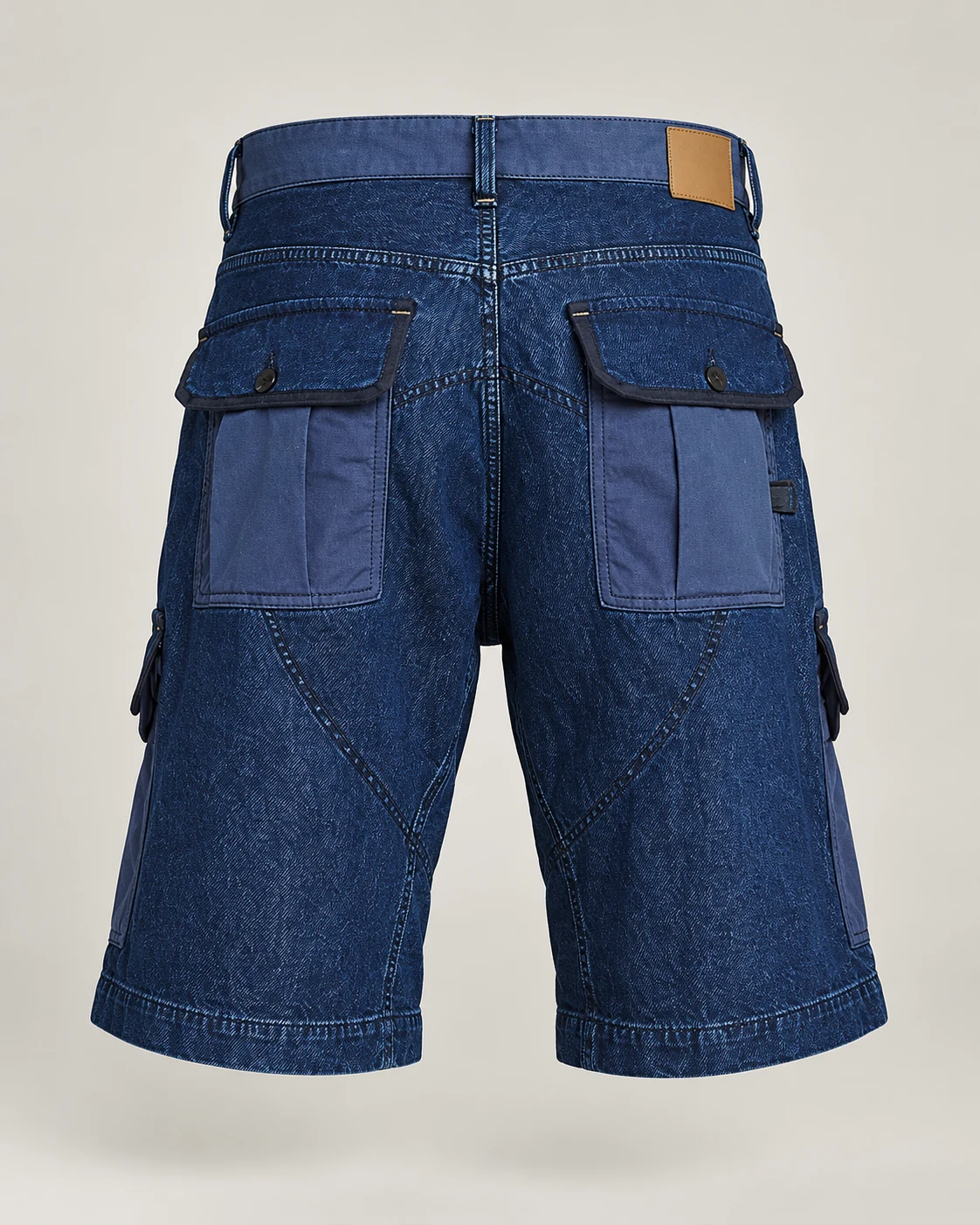 Blue Mixed Fabric Cargo Shorts — AI design reference 2