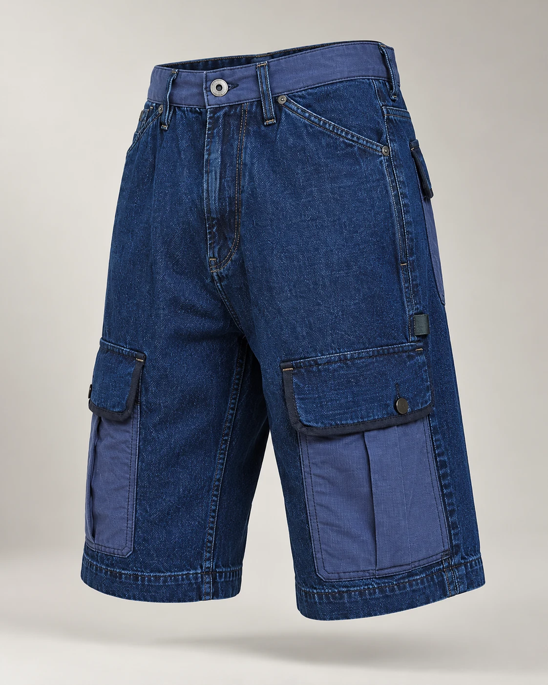 Blue Mixed Fabric Cargo Shorts — AI design reference 3