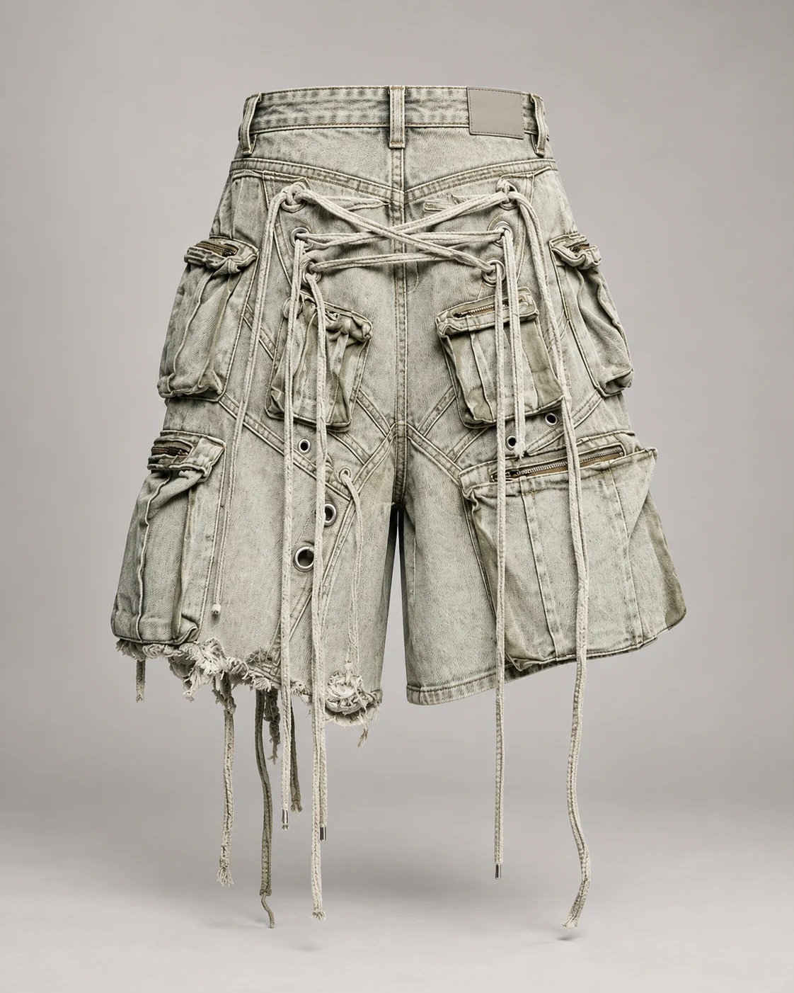Grey Green Drawstring Cargo Shorts — AI design reference 2