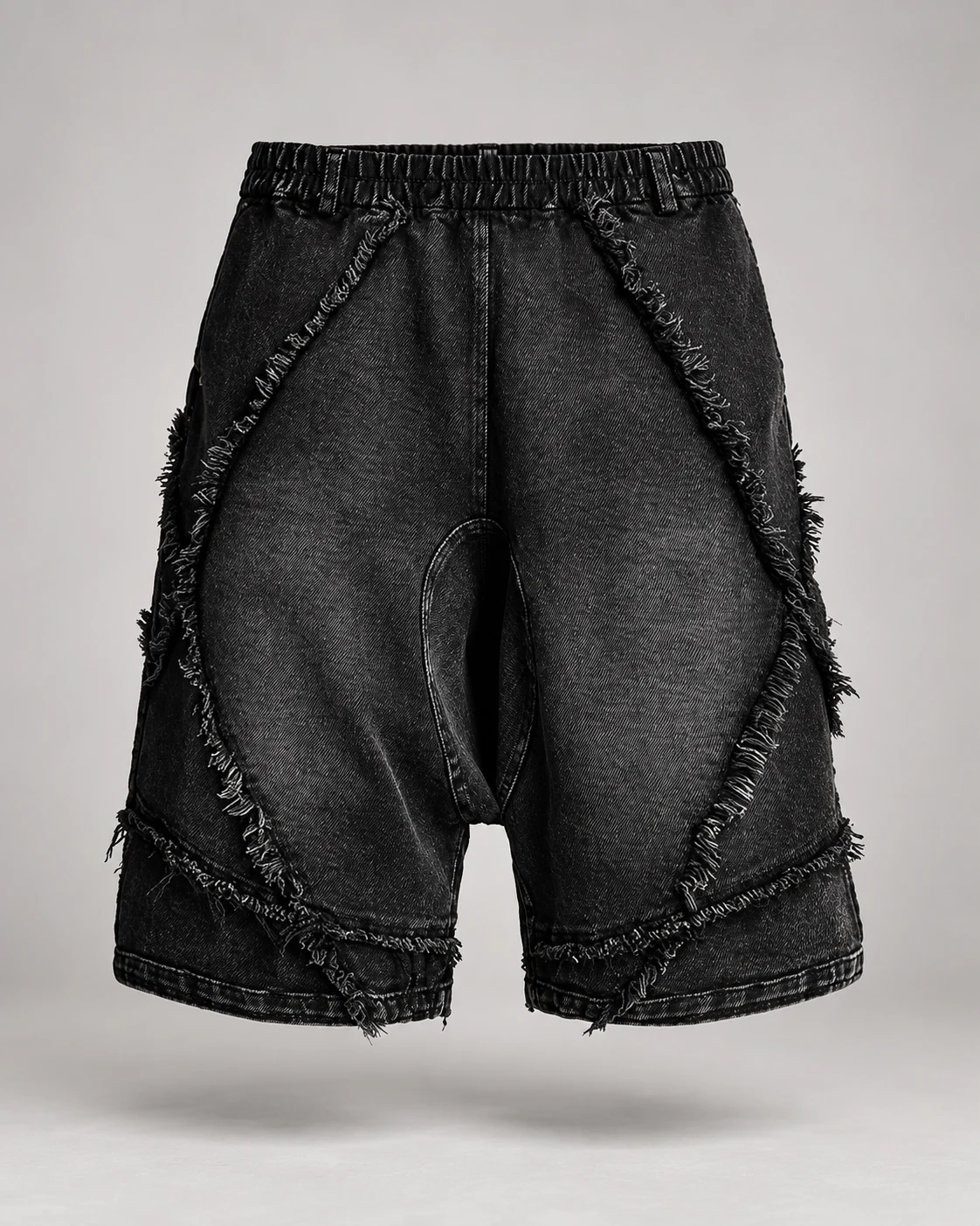 Black Curved Seam Denim Shorts — AI design reference 1
