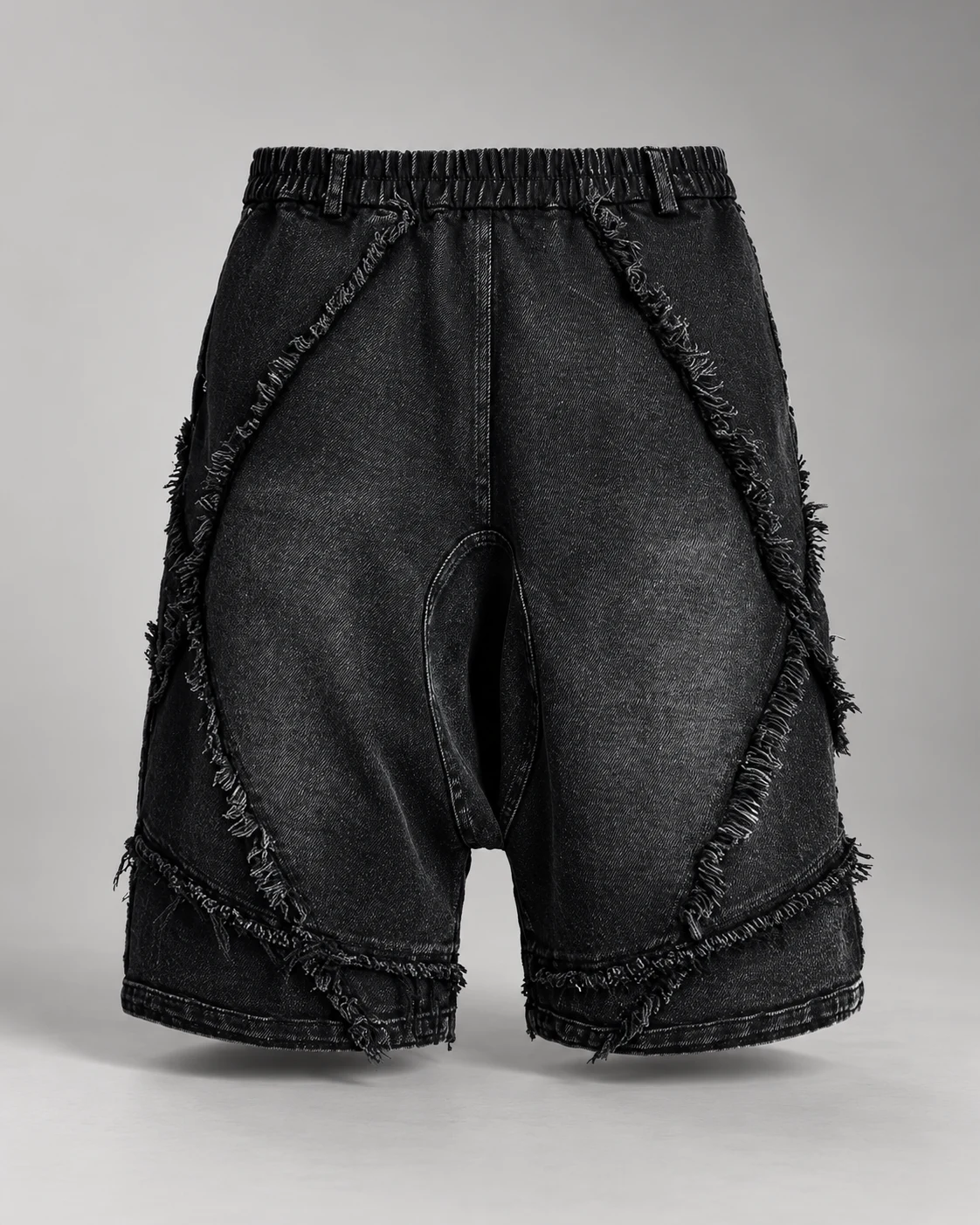 Black Curved Seam Denim Shorts — AI design reference 2