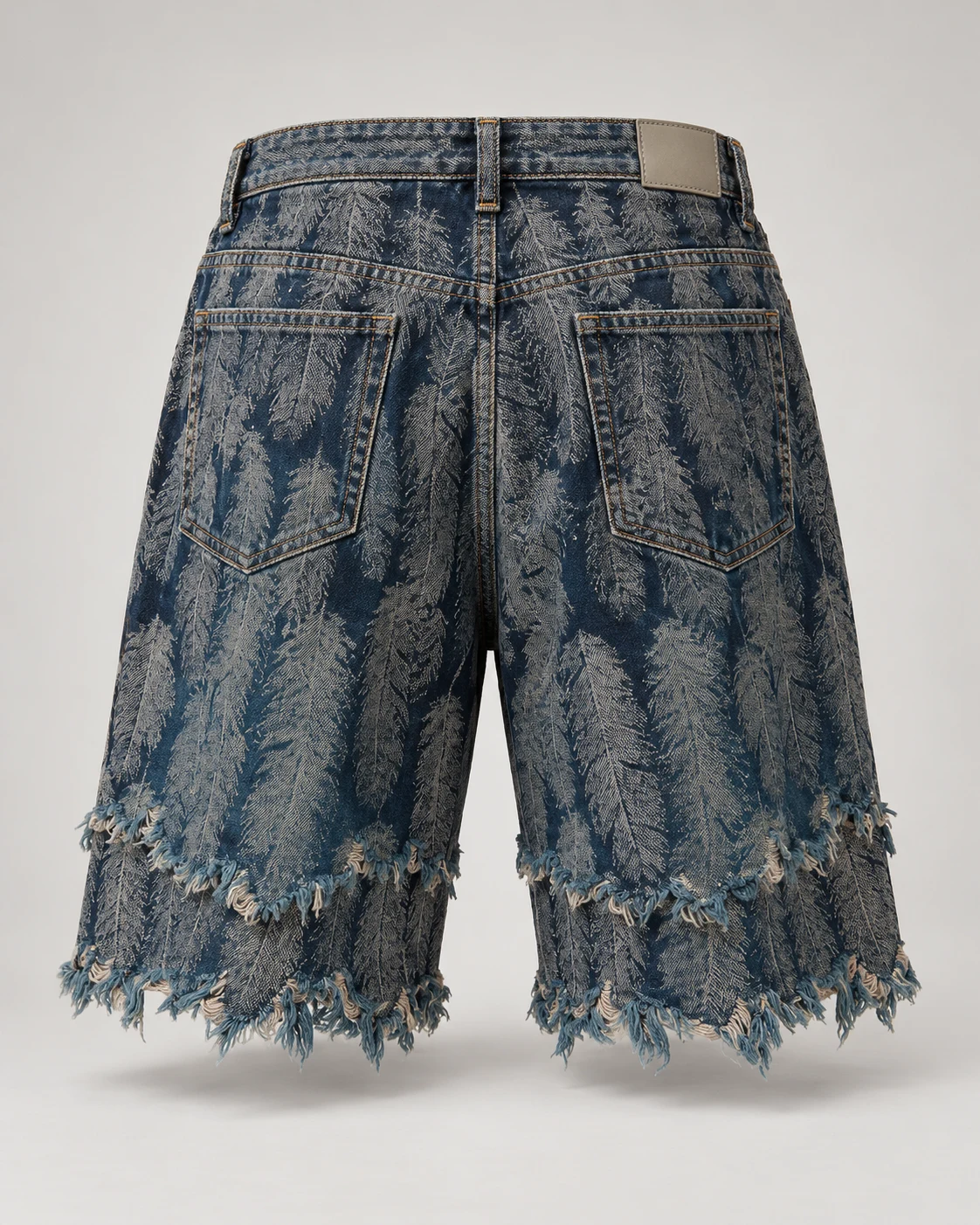 Feather Texture Frayed Denim Shorts — AI design reference 2