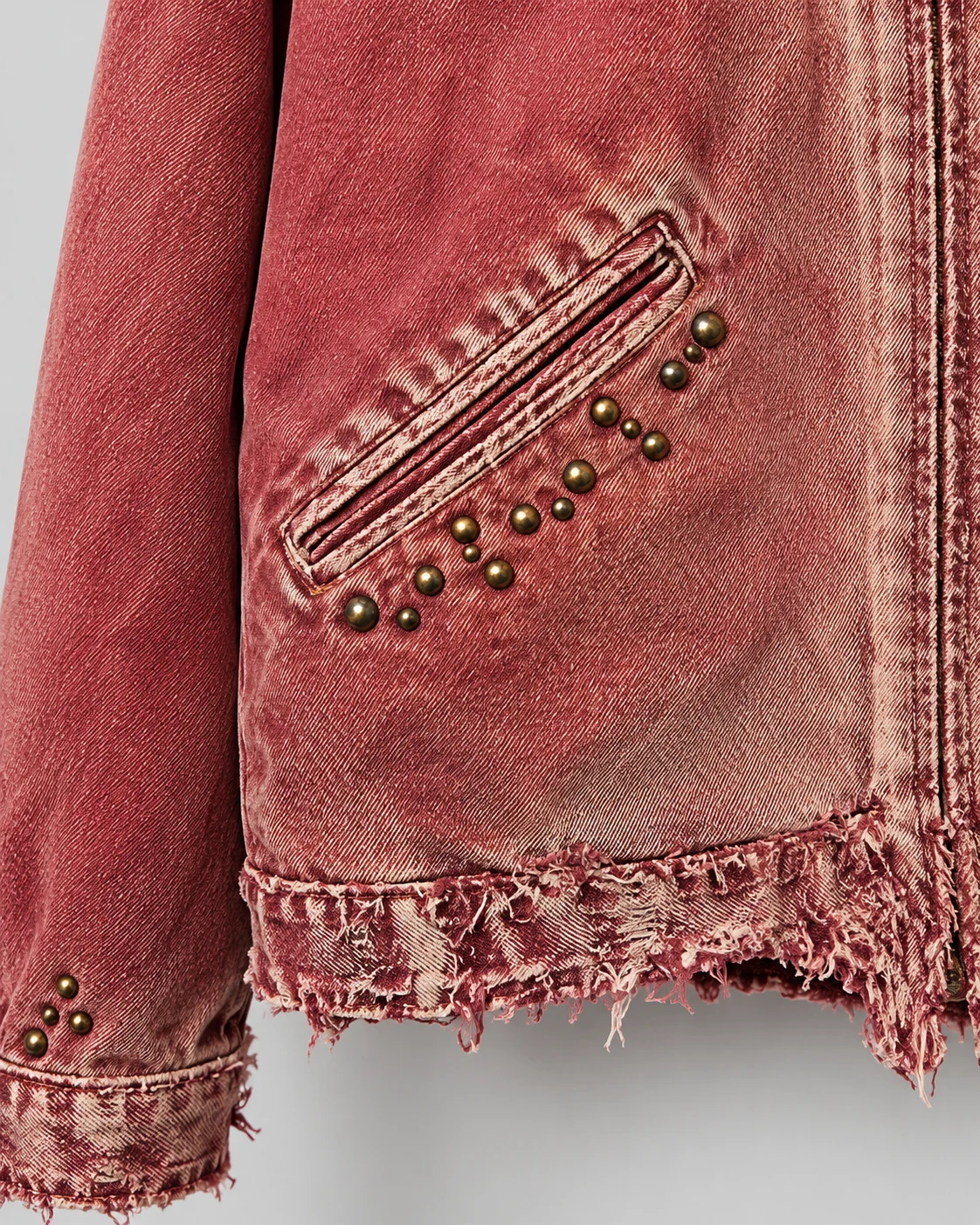 Red Studded Distressed Denim Jacket — AI design reference 5