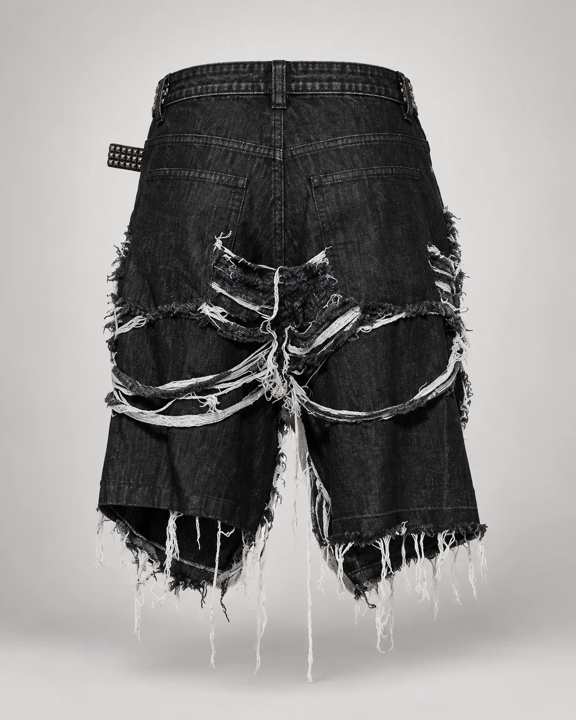 Black Shredded Fringe Denim Shorts — AI design reference 2