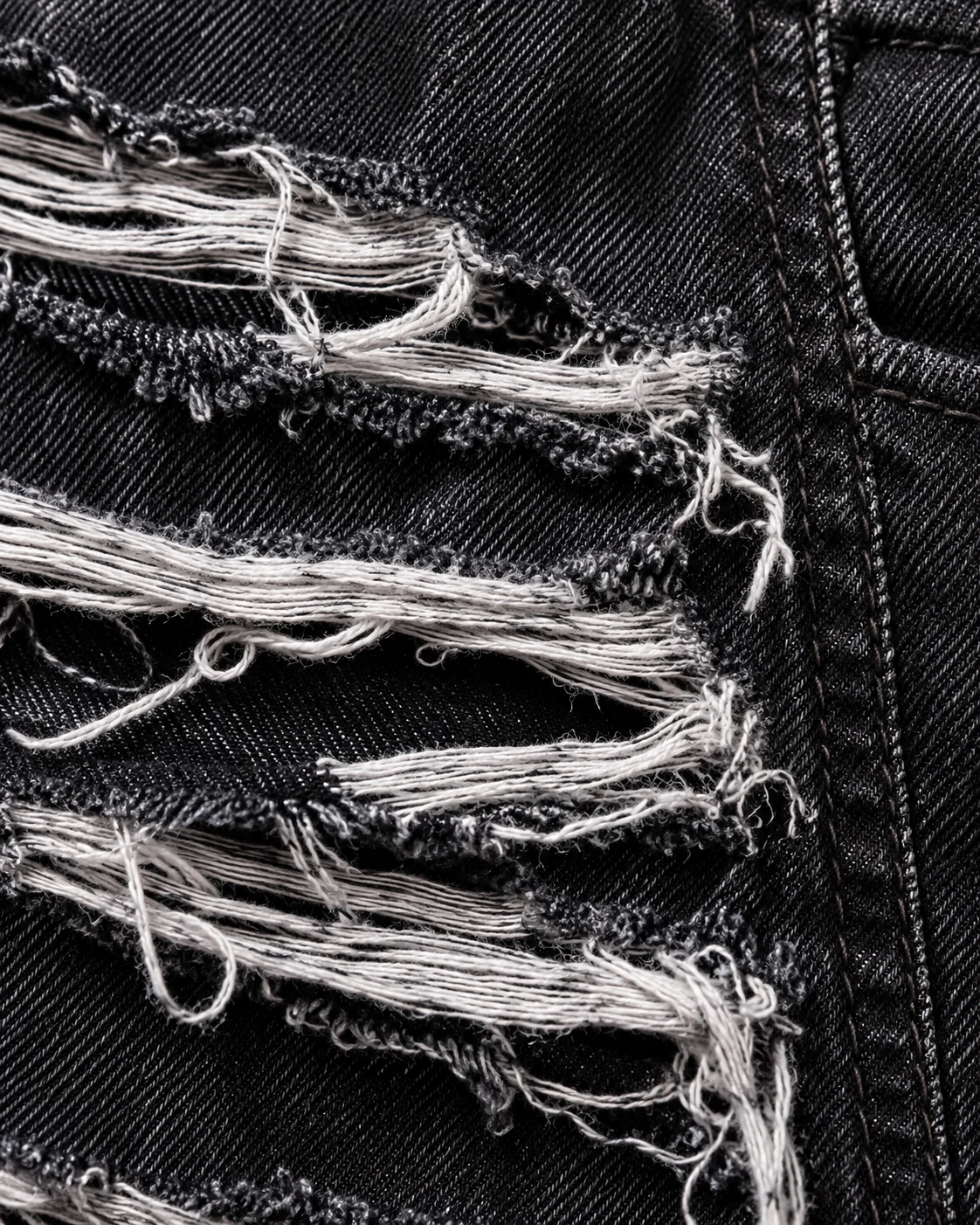 Black Shredded Fringe Denim Shorts — AI design reference 5