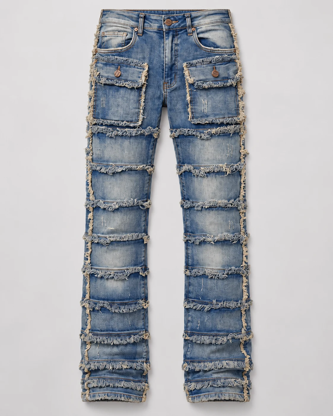 Allover Fringed Panel Straight Jeans — AI design reference 1