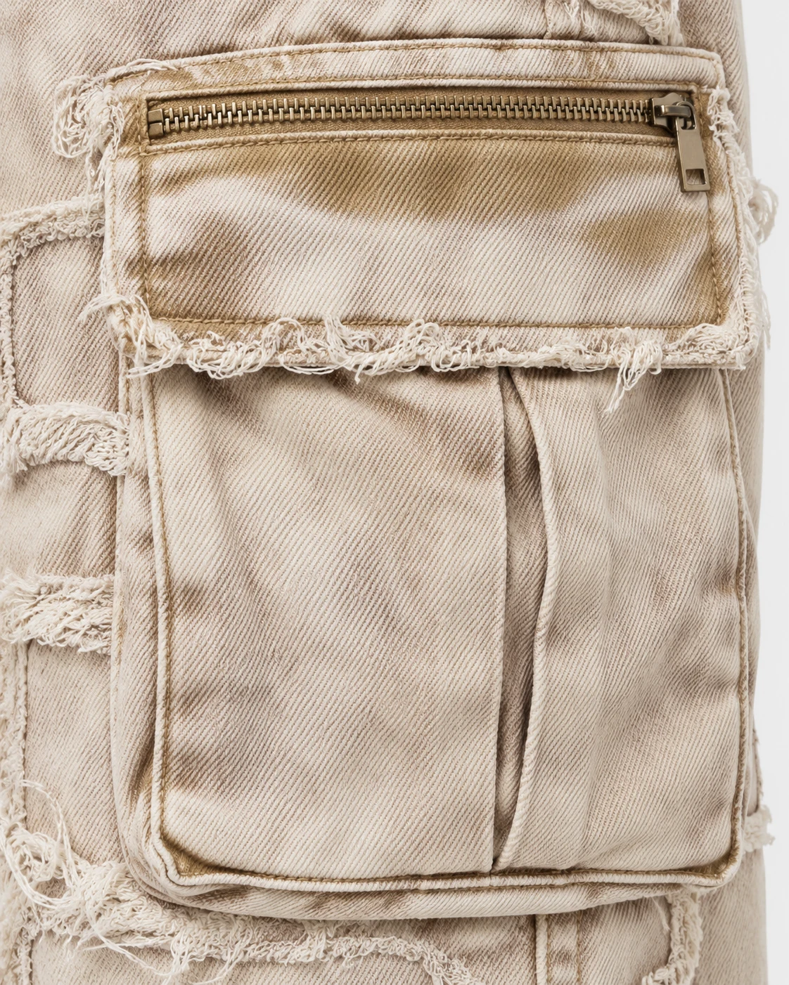 Beige Distressed Cargo Flared Jeans — AI design reference 4