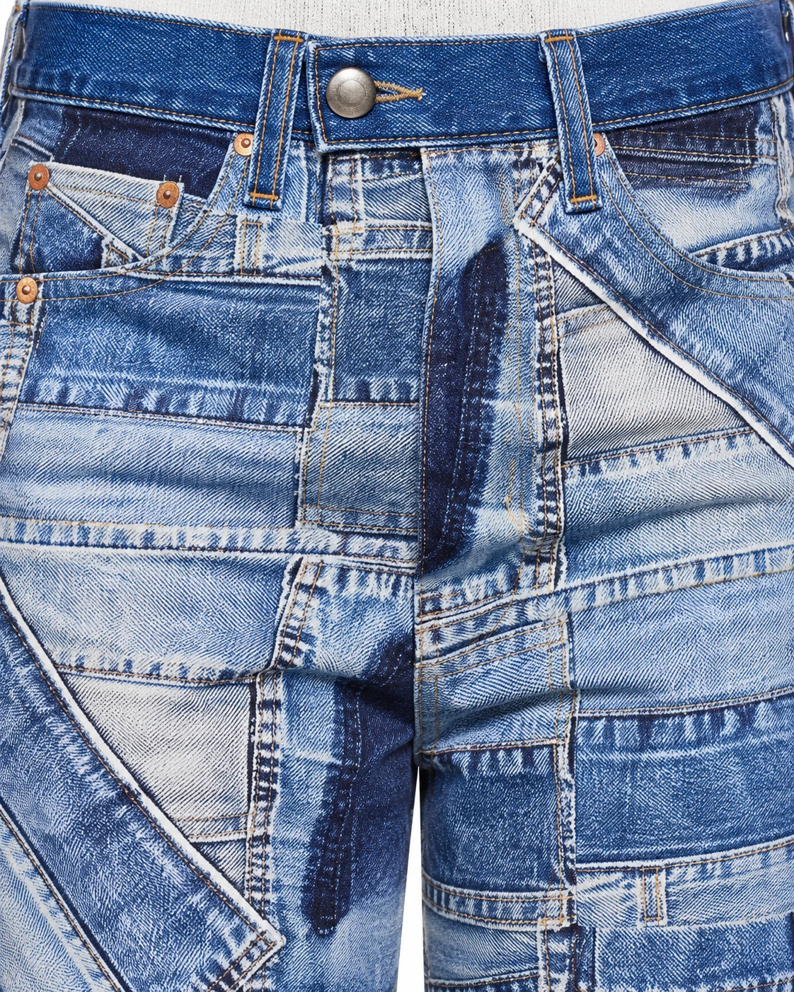 Digital Patchwork Print Wide-Leg Jeans — AI design reference 4