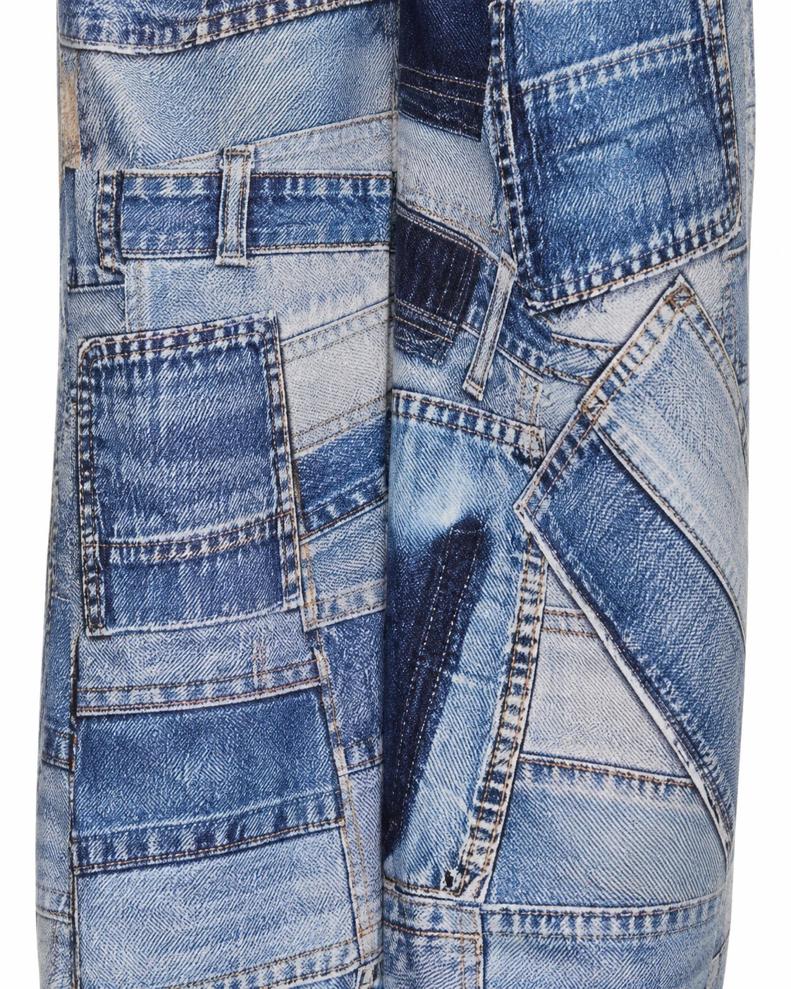 Digital Patchwork Print Wide-Leg Jeans — AI design reference 5