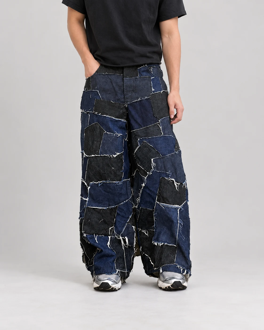 Blue Irregular Patchwork Wide-Leg Jeans — AI design reference 2