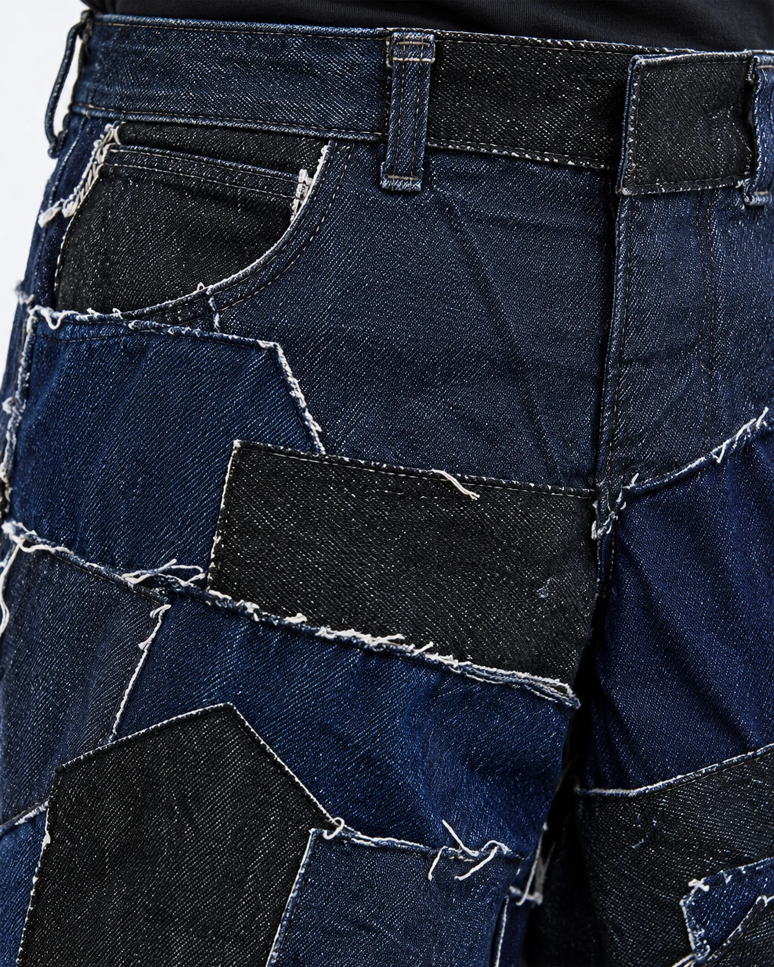 Blue Irregular Patchwork Wide-Leg Jeans — AI design reference 5