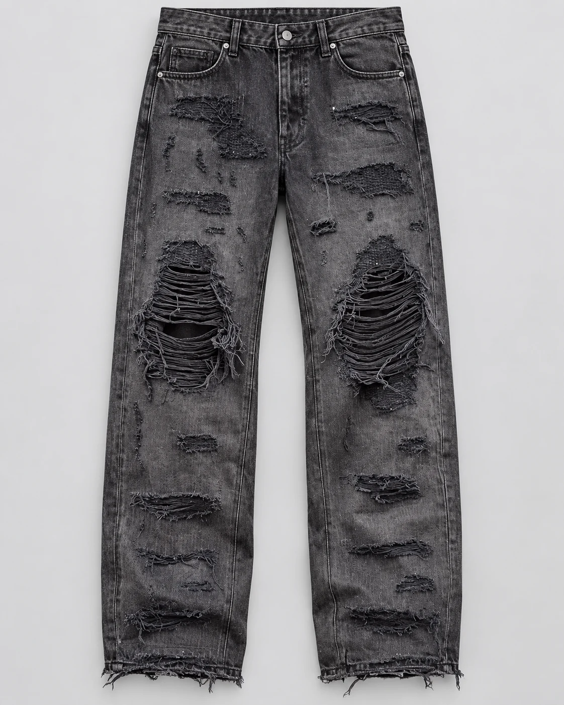 Grey Distressed Loose Straight Jeans — AI design reference 1