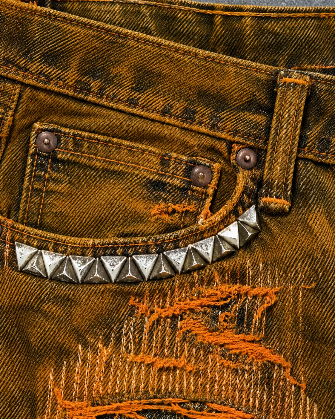 Mud Yellow Distressed Flared Jeans — AI design reference 4