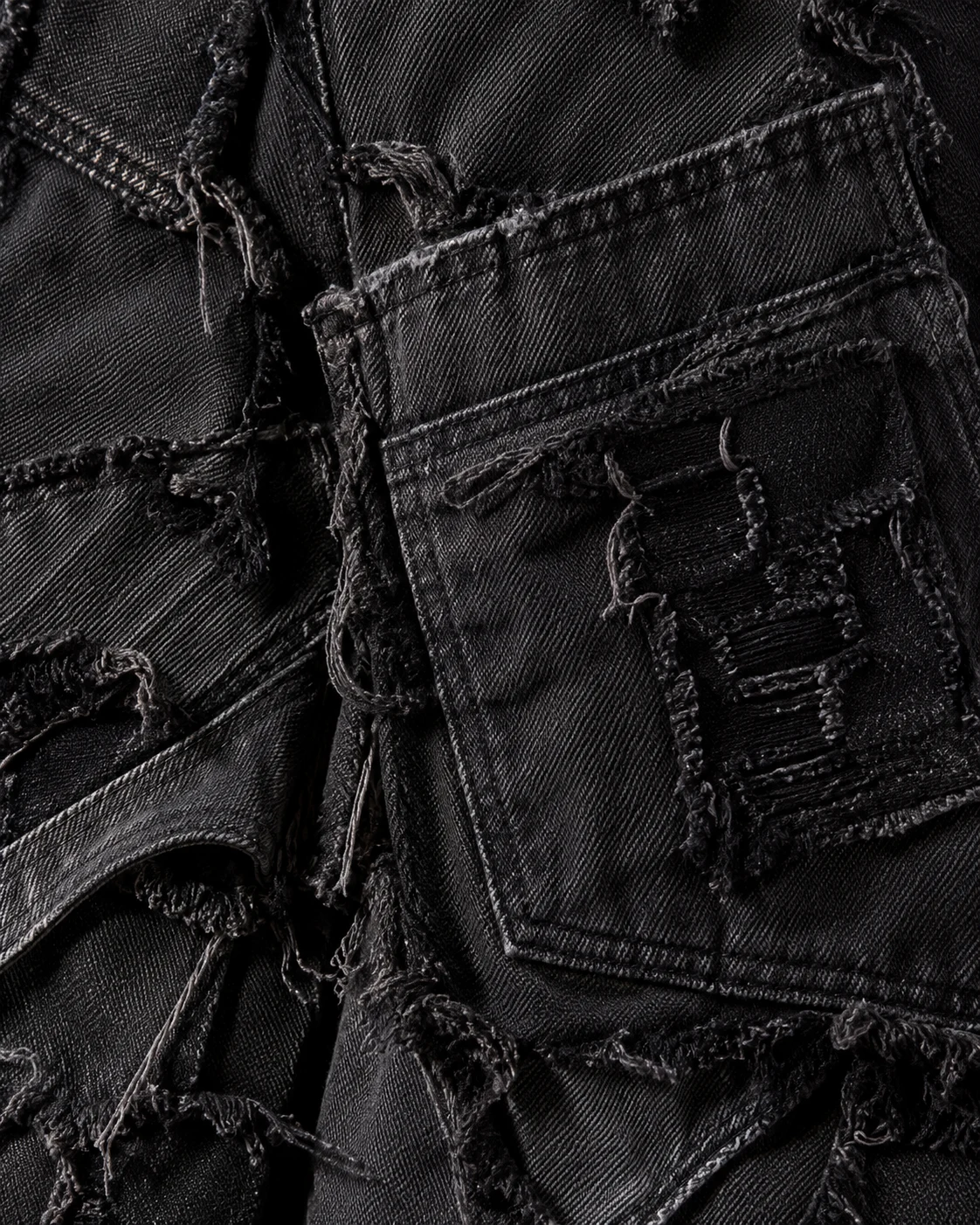 Black Frayed Patchwork Wide-Leg Jeans — AI design reference 4