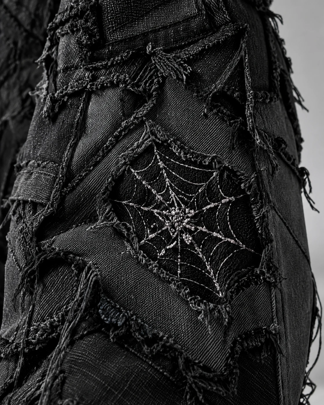 Black Frayed Patchwork Wide-Leg Jeans — AI design reference 5