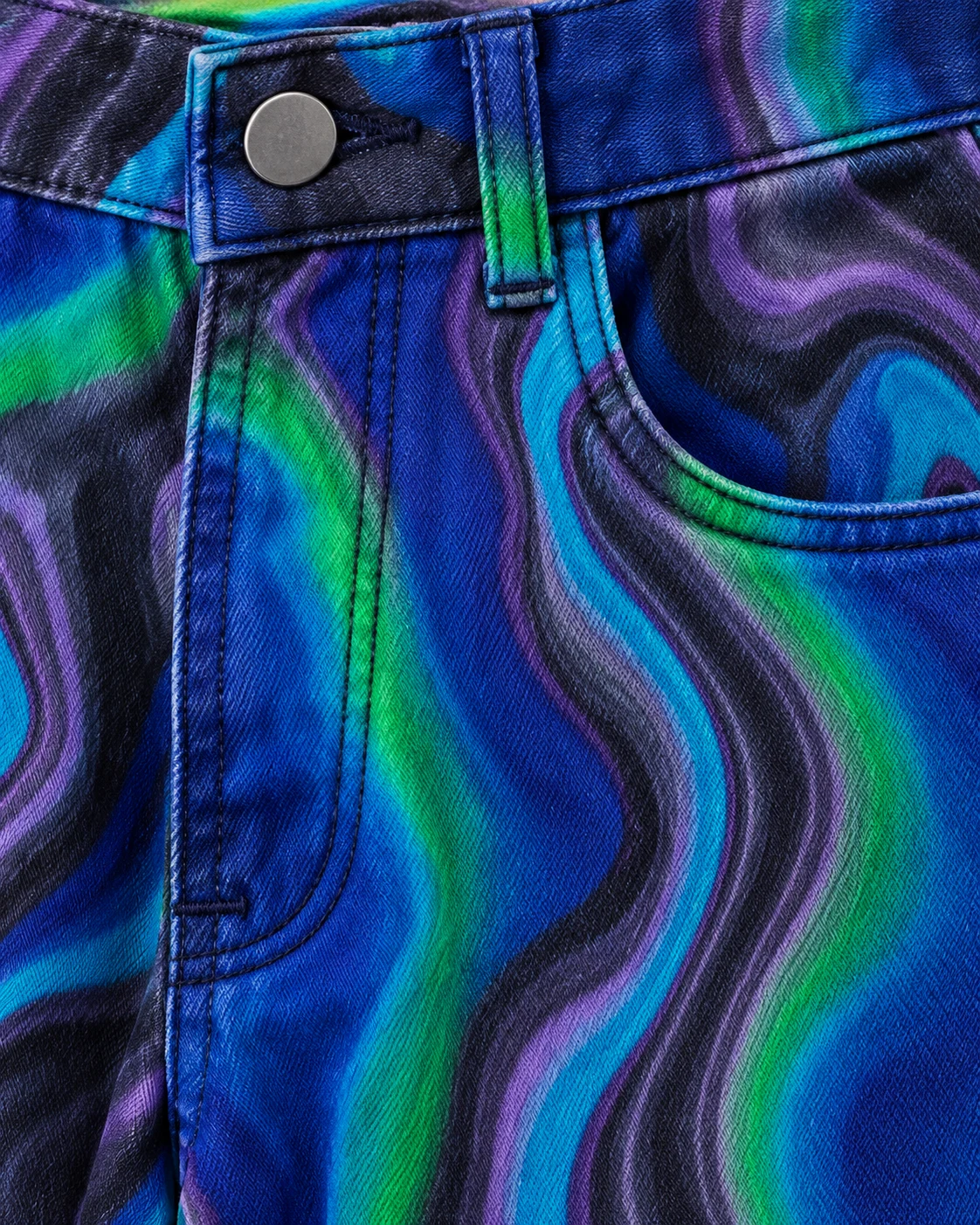 Blue Marbled Print Loose Jeans — AI design reference 4