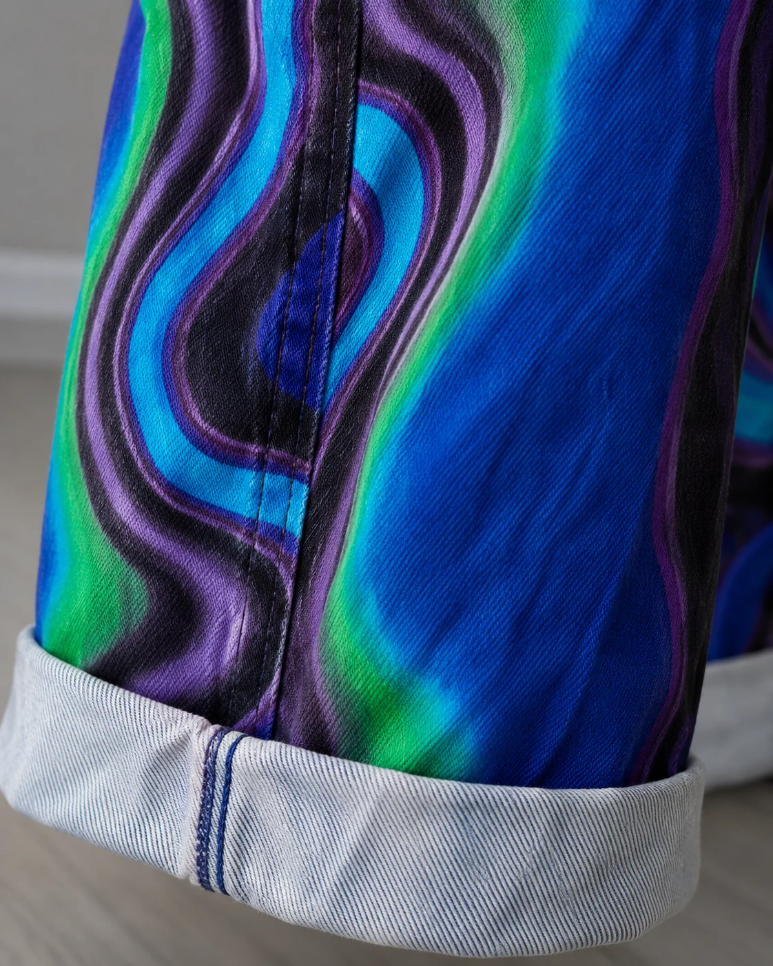 Blue Marbled Print Loose Jeans — AI design reference 5
