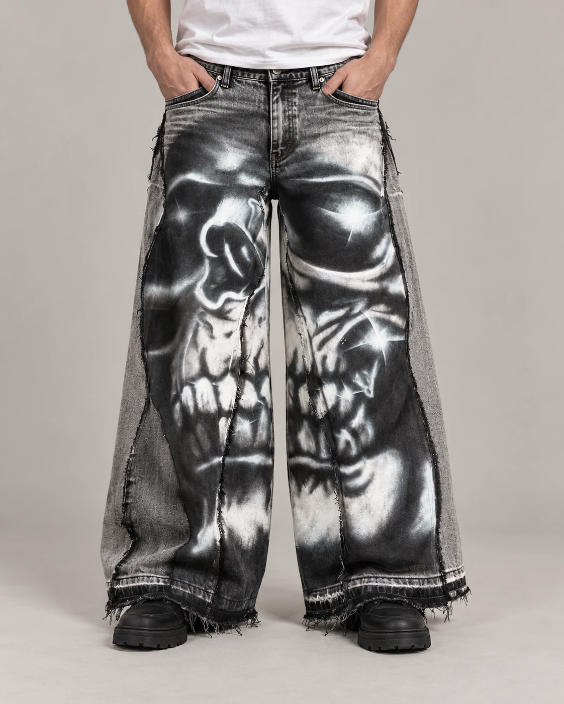 Skull Print Wide-Leg Jeans — AI design reference 2