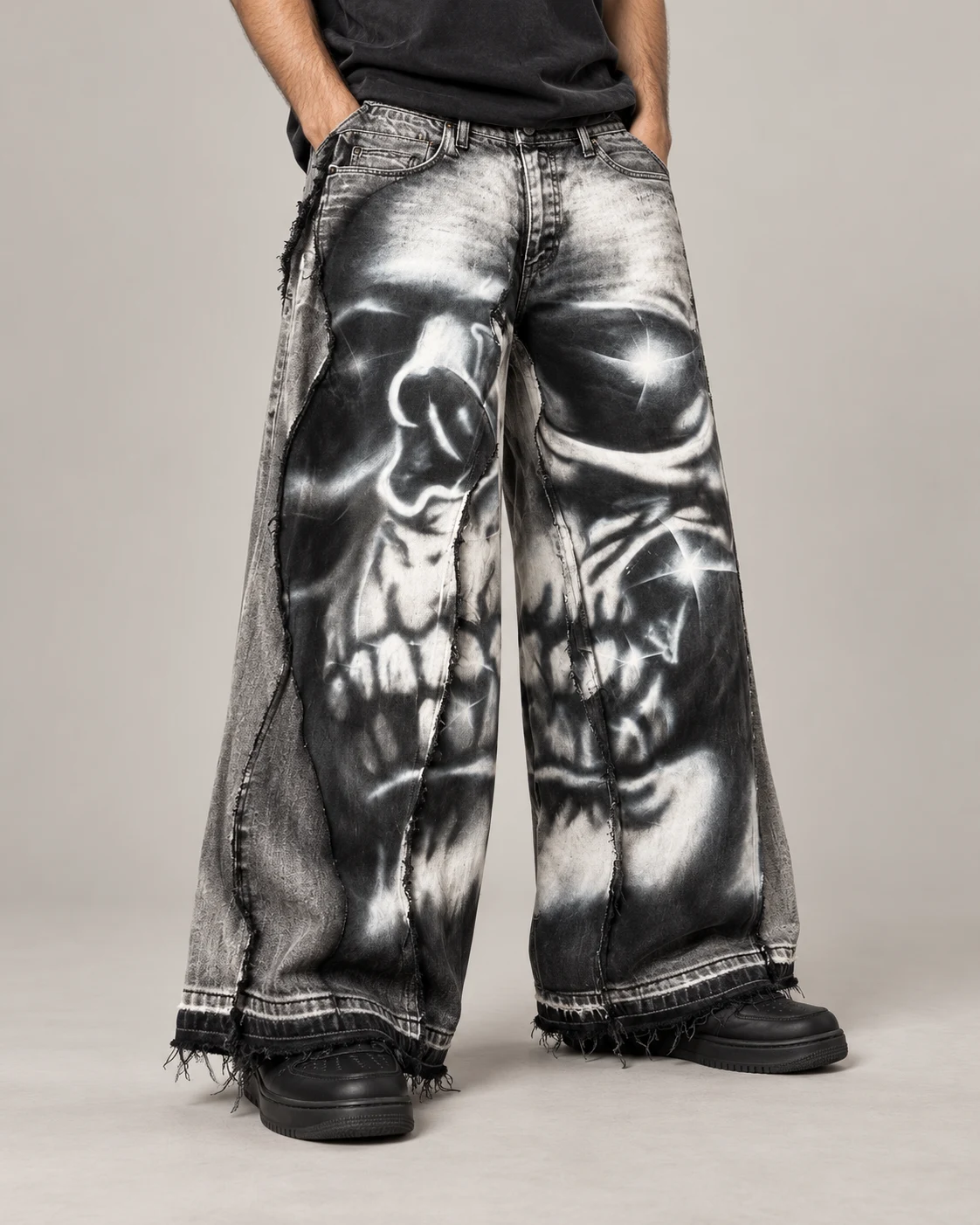 Skull Print Wide-Leg Jeans — AI design reference 3