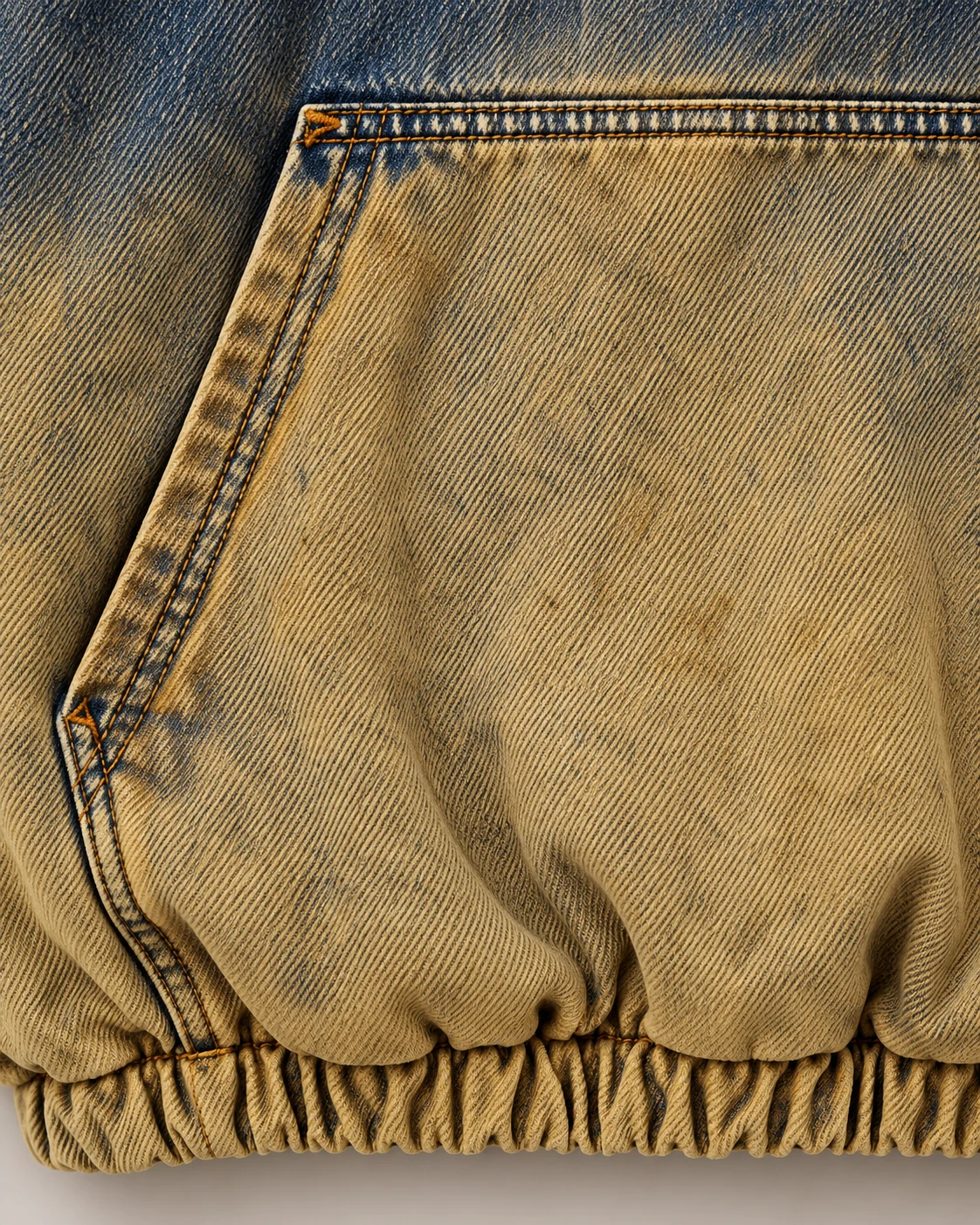 Blue-Ochre Washed Denim Hooded Pullover — AI design reference 5