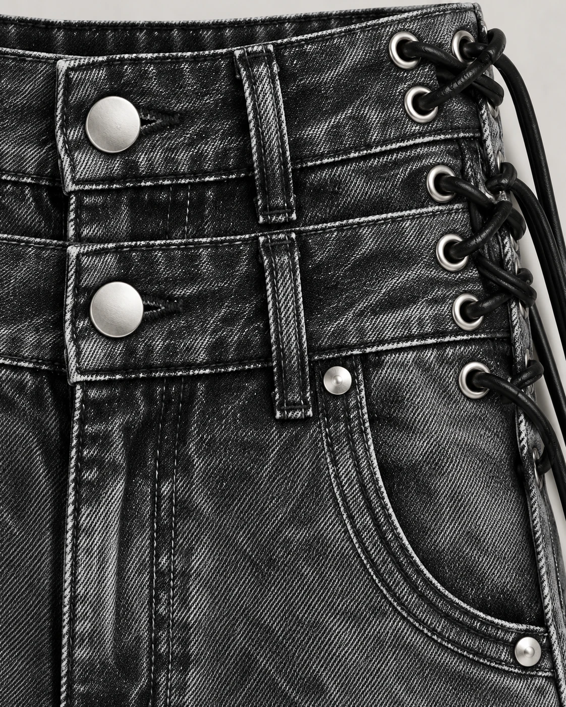 Charcoal Double-Waist Zip-Off Jeans — AI design reference 4