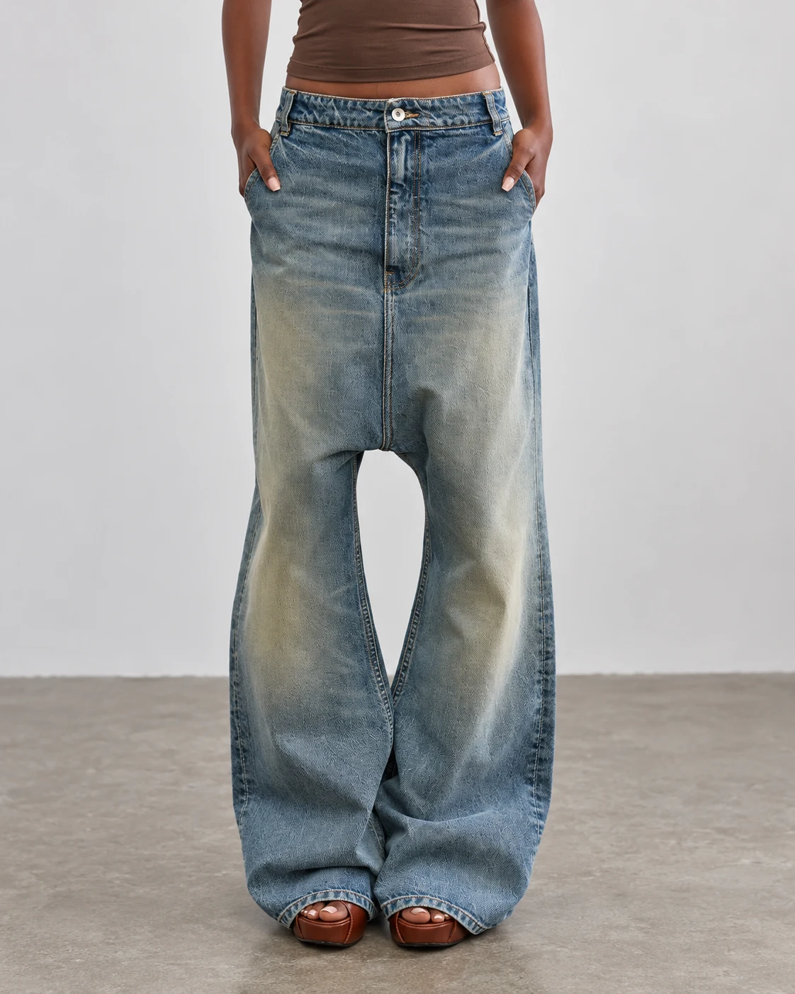 Women's Vintage Drop-Crotch Wide-Leg Jeans — AI design reference 1