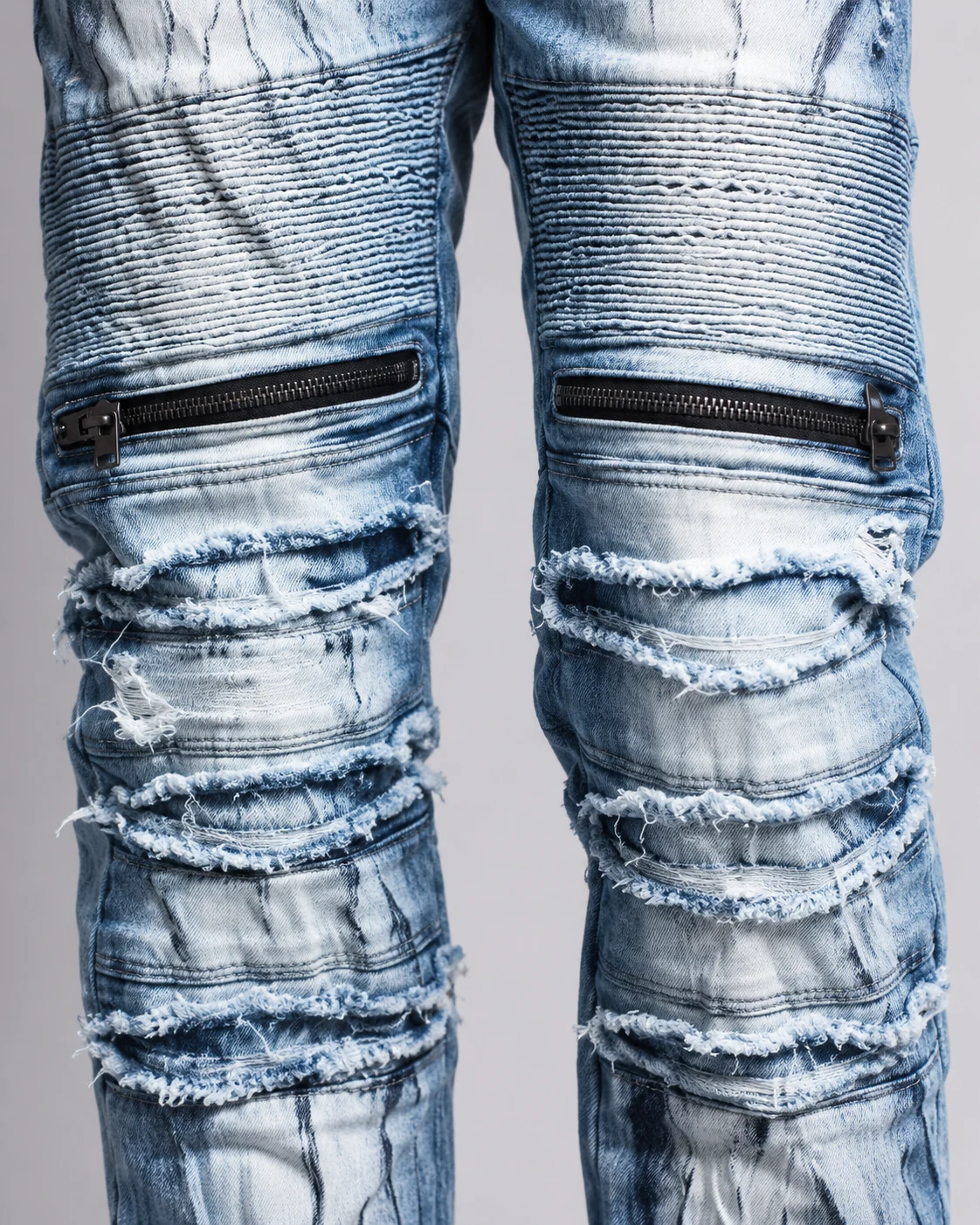 Ice-Blue Zip-Panel Biker Jeans — AI design reference 5