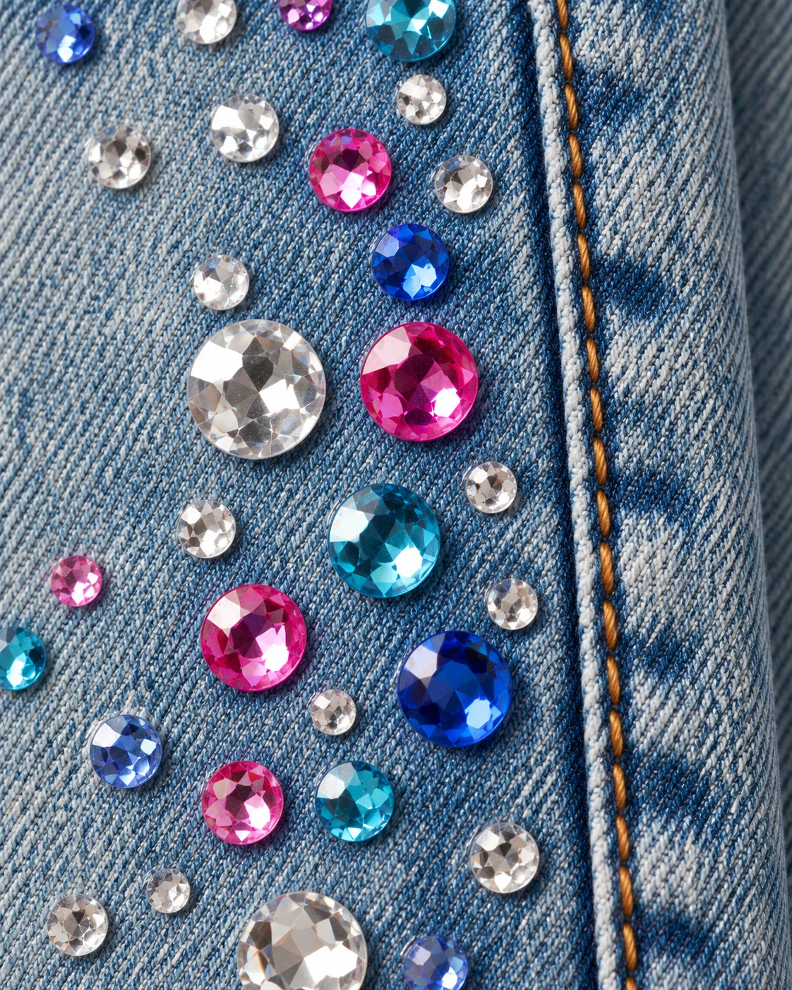 Colour Applique Rhinestone Denim Shorts — AI design reference 4